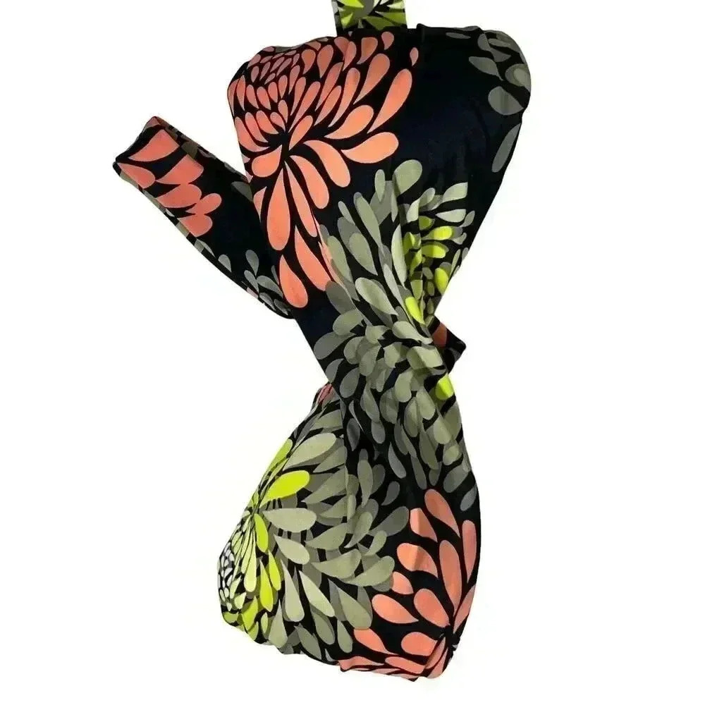 L*Space Black Floral Pattern Bikini Small Bottom Large Top View 4